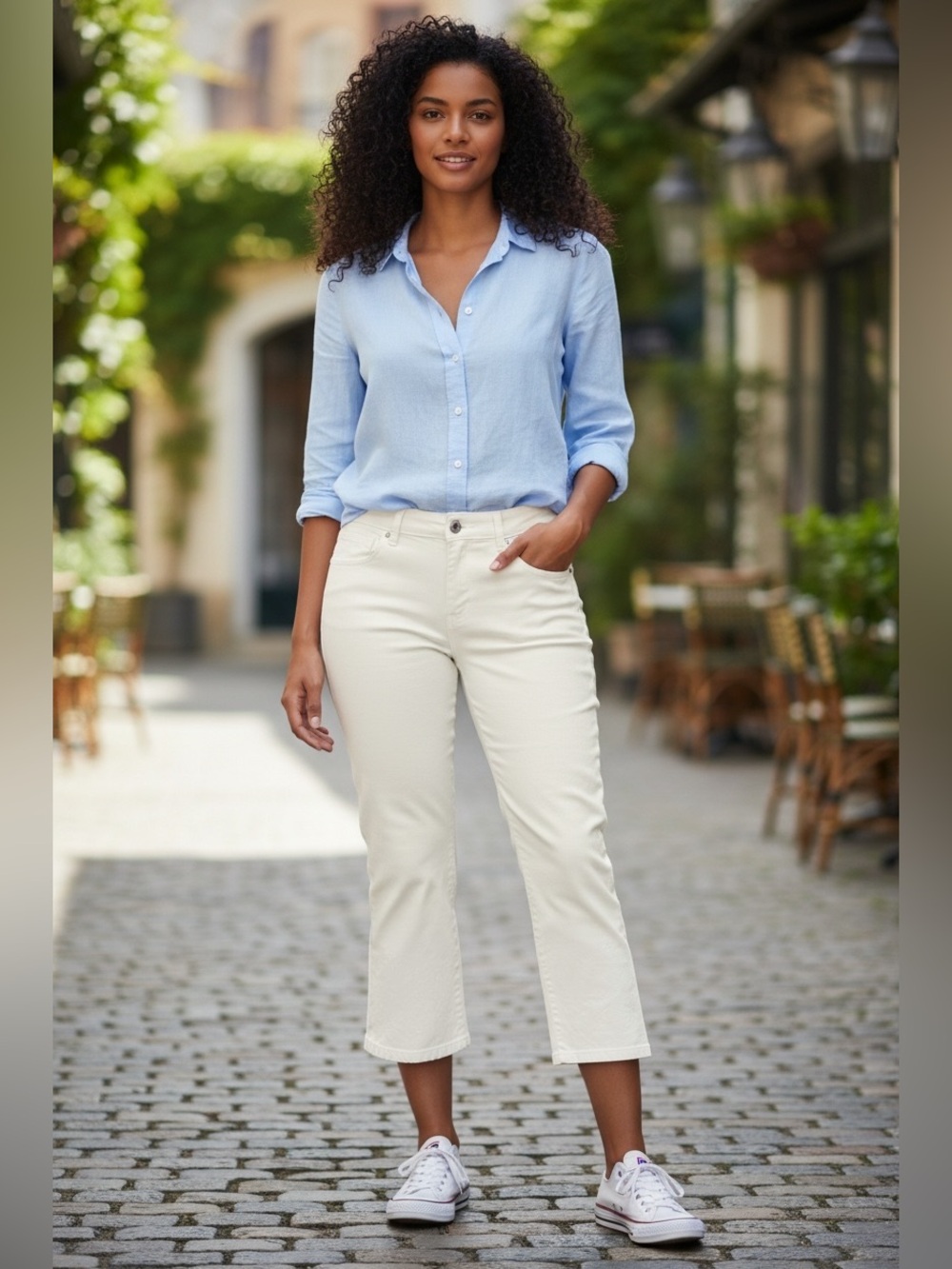 d. jeans White Cropped Straight-Leg Capris